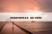 本轮亚冠中超球队名单，亚冠 中超球队
