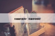 方案编号查询？ 方案序号等级？