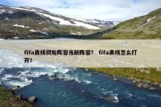 fifa离线初始阵容当前阵容？ fifa离线怎么打开？