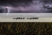wcg联赛含义？ wcg比赛规则？