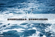 西甲联赛积分榜排名表，西甲联赛积分排名规则