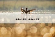 拳击ufc赛程，拳击ufc比赛