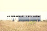 实况足球金币号怎么弄？ 实况足球金币获取？
