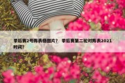 季后赛2号阵表格图片？ 季后赛第二轮对阵表2021时间？