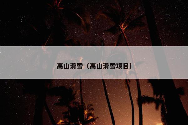 高山滑雪（高山滑雪项目）