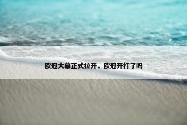 欧冠大幕正式拉开，欧冠开打了吗