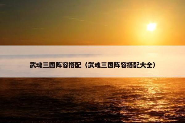 武魂三国阵容搭配（武魂三国阵容搭配大全）