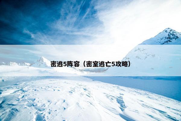 密逃5阵容（密室逃亡5攻略）
