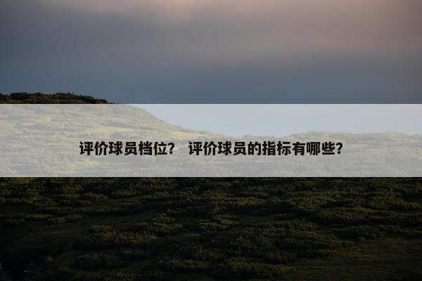 评价球员档位？ 评价球员的指标有哪些？