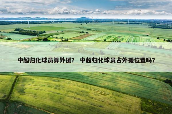 中超归化球员算外援? 中超归化球员占外援位置吗? 中超归化球员算外援? 中超归化球员占外援位置吗?