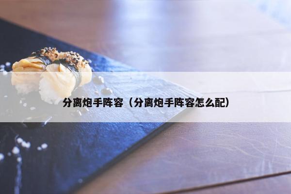 分离炮手阵容（分离炮手阵容怎么配）