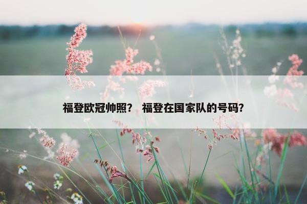 福登欧冠帅照？ 福登在国家队的号码？