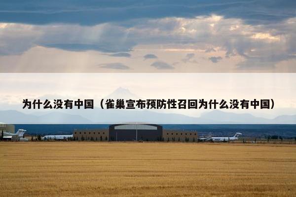 为什么没有中国（雀巢宣布预防性召回为什么没有中国）