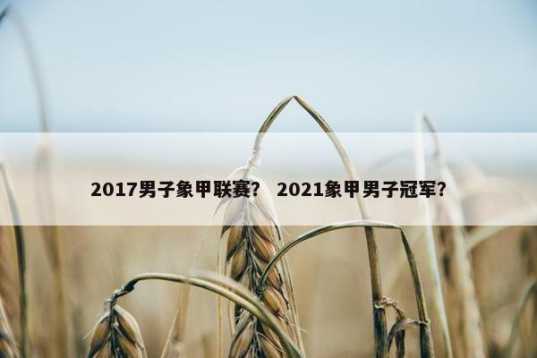 2017男子象甲联赛？ 2021象甲男子冠军？
